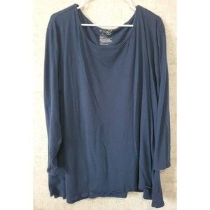 Terra Sky Navy Blue ¾ Sleeve Shirt 2X